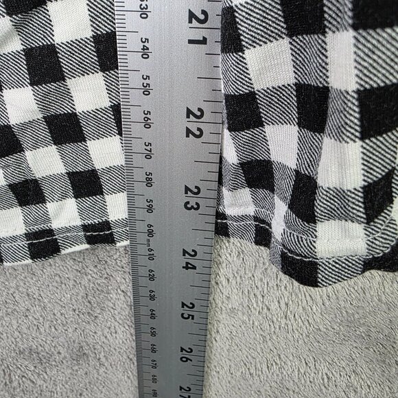 Womens Signature Studio Black & White Gingham Off-Shoulder Top Short Sleeve L - Picture 6 of 7